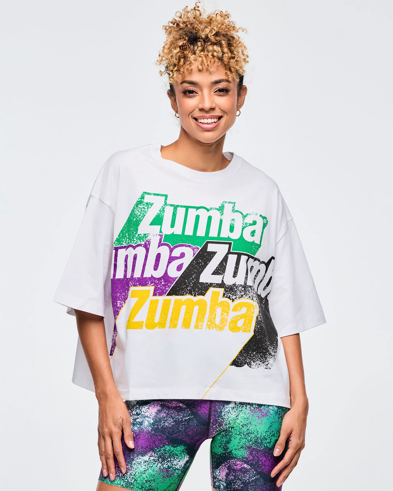 Z1T001024: APRES ZUMBA OVERSIZED BOXY CROP TOP - WEAR IT OUT WHITE