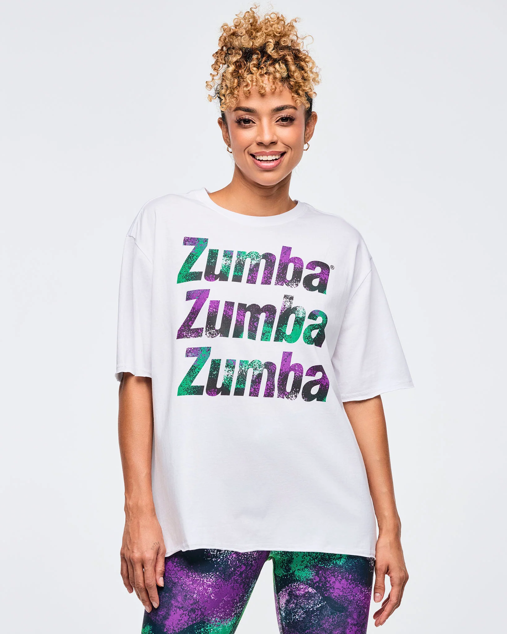 Z1T001025: APRES ZUMBA BOXY TOP - WEAR IT OUT WHITE
