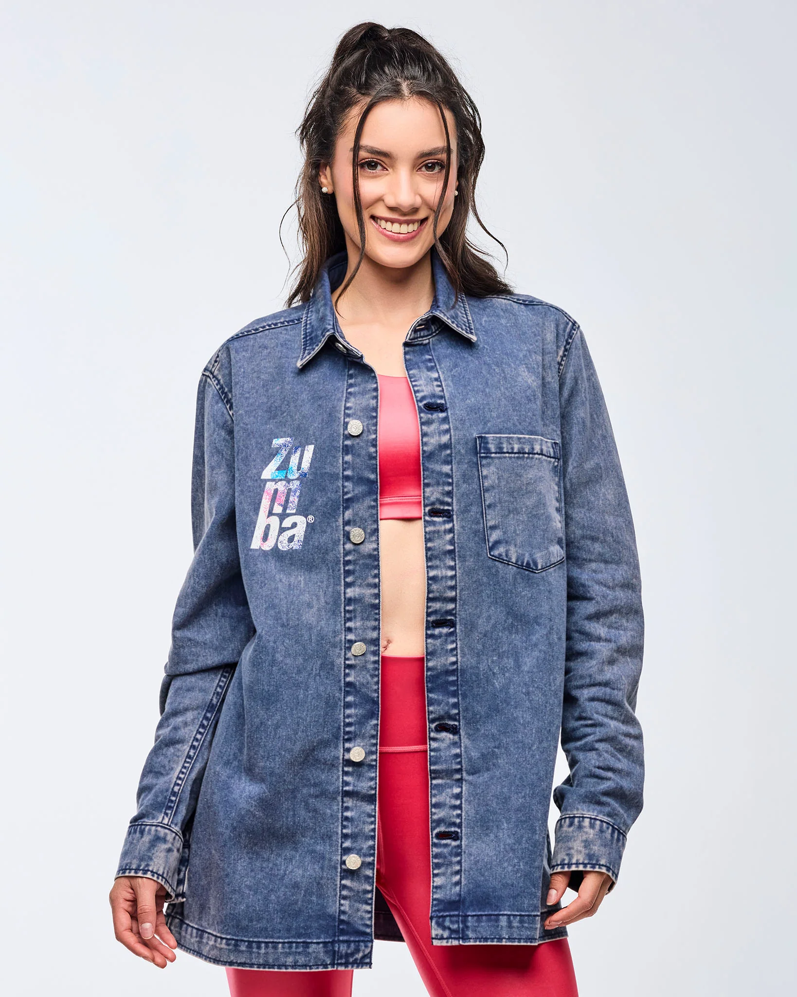 Z3T000341: APLES ZUMBA BUTTON-UP SHACKET - SOFT NAVY