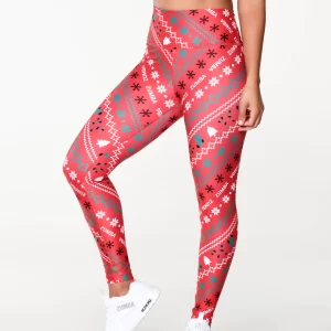 Z1B000202: PEACE JOY ZUMBA HIGH WAISTED ANKLE LEGGINGS - REALLY RED-Y