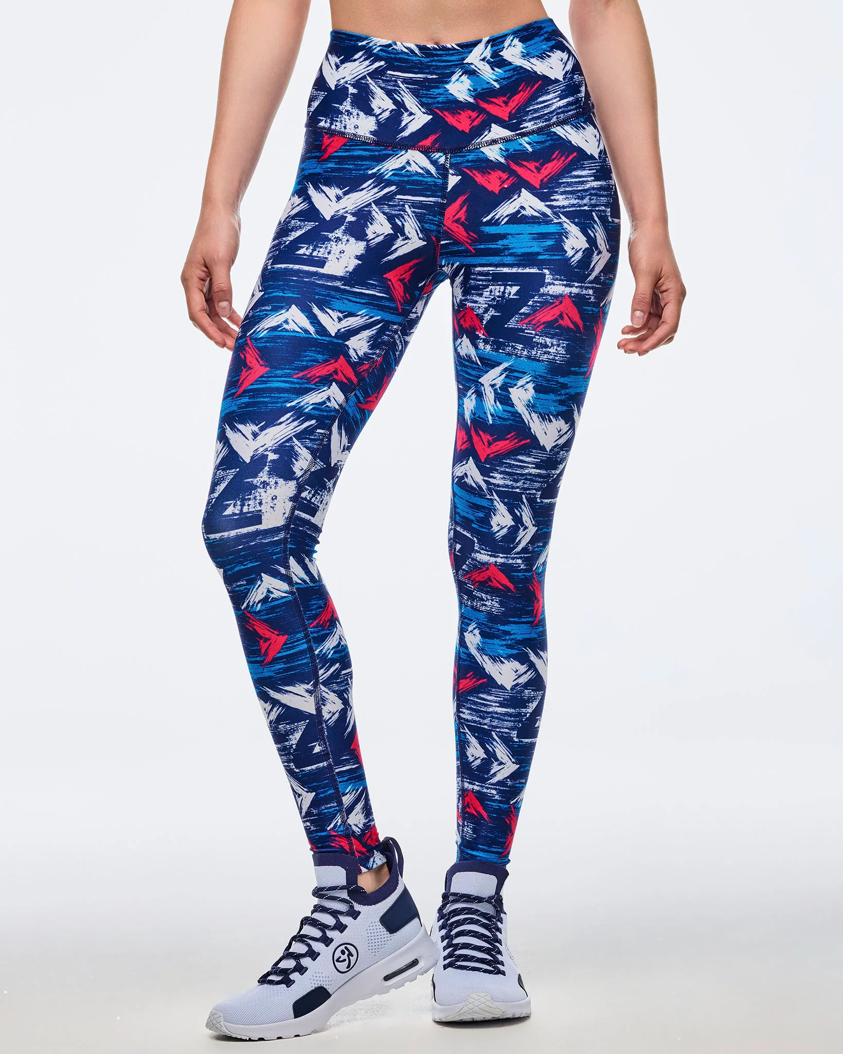 Z1B000676: APRES ZUMBA HIGH WAISTED ANKLE LEGGINGS - BLUE/WHITE