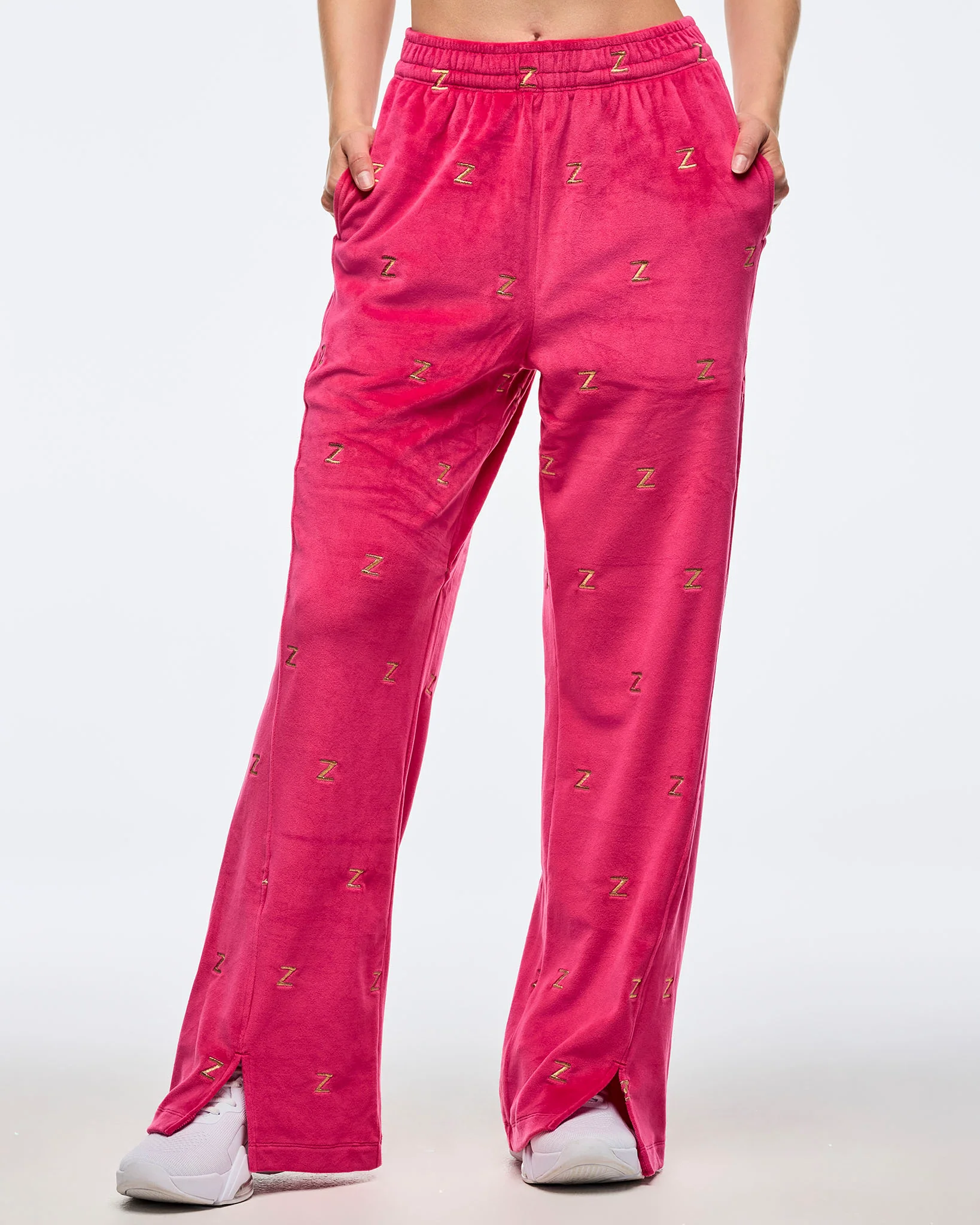 Z1B000688: ZUMBA HOLIDAY HIGH RISE TRACK PANTS - DEEP PINK