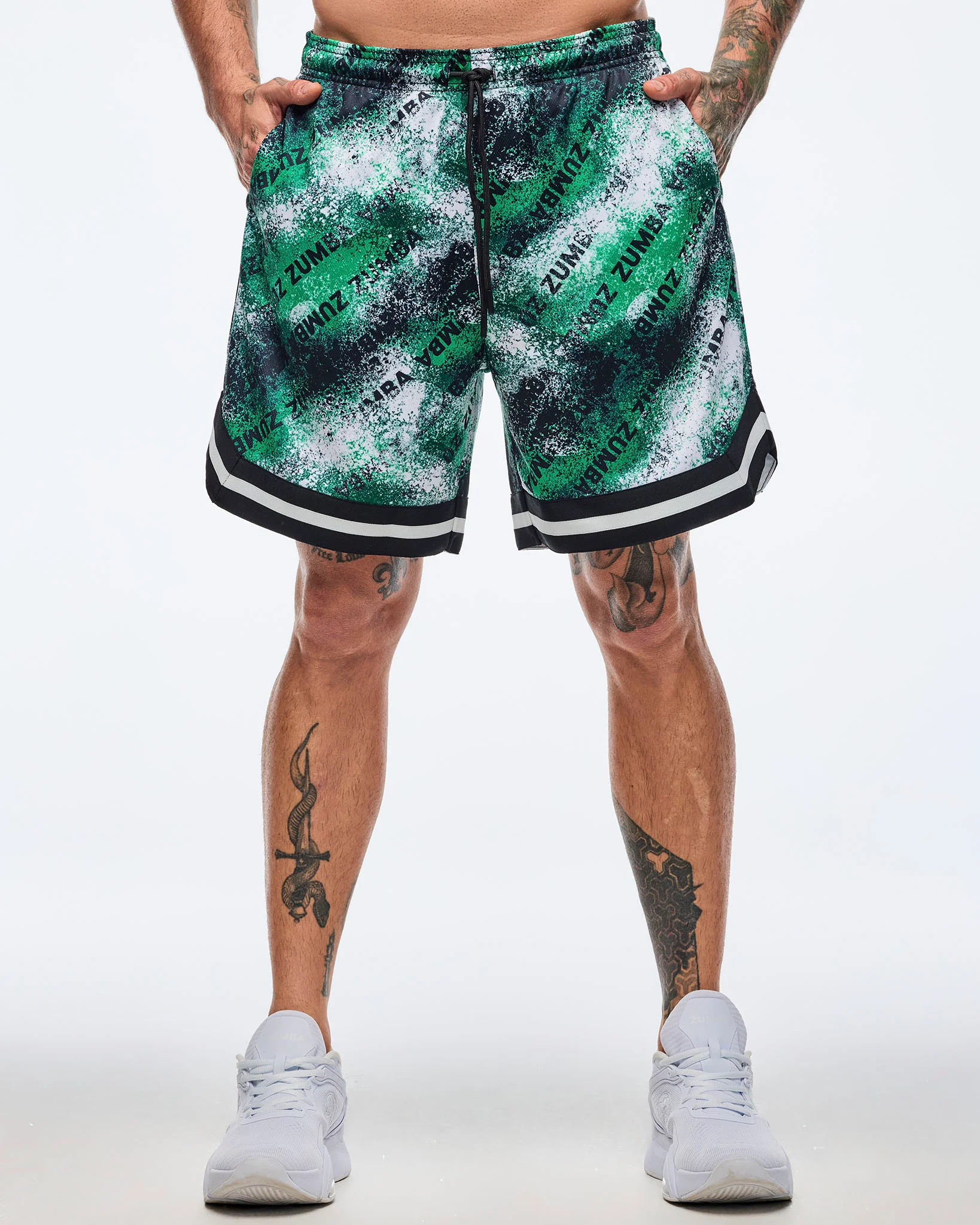 Z2B000088: APRES ZUMBA MEN´S MESH SHORTS - BLACK/GREEN