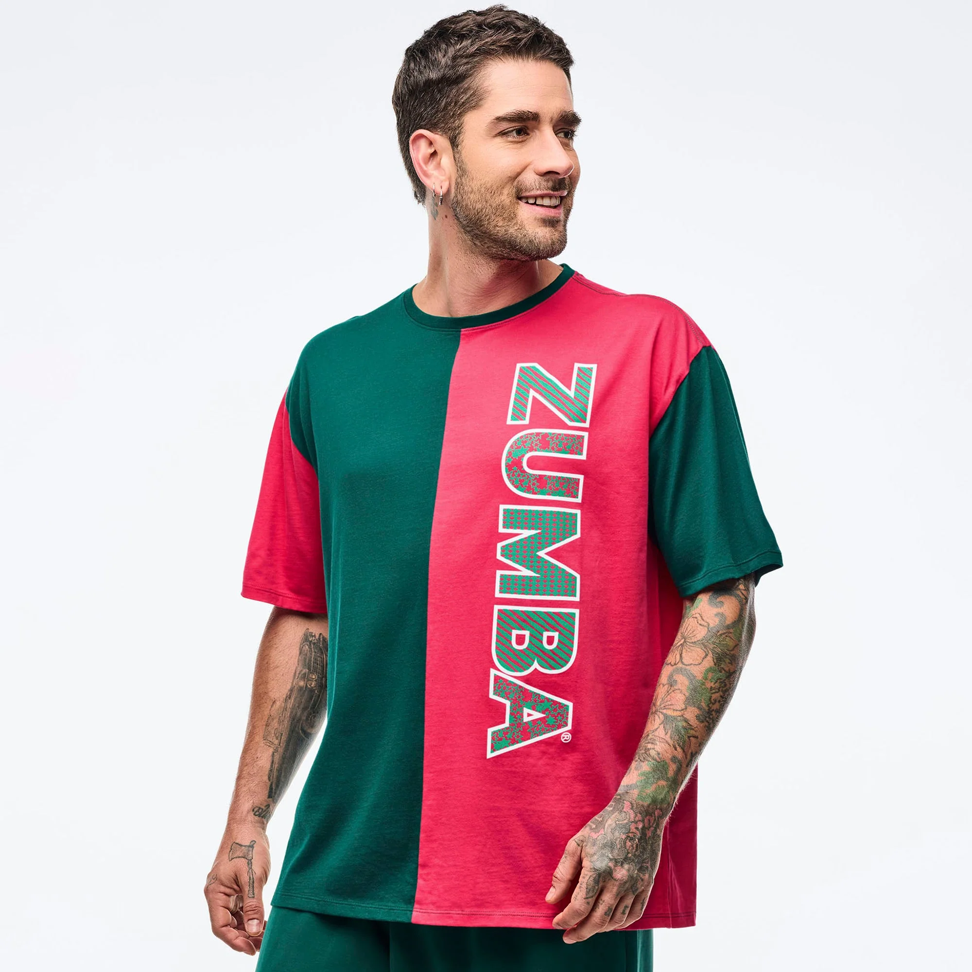 Z2T000109: ZUMBA HOLIDAY MEN´S OVERSIZED CREW NECK TEE - TEAL TANGO