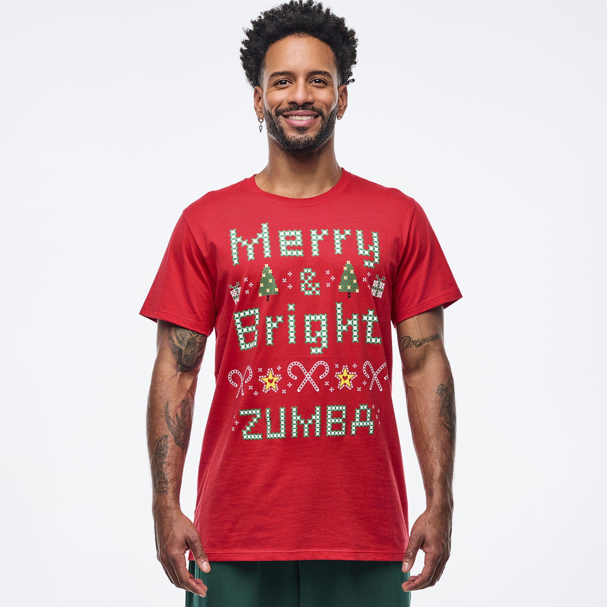 Z3B000367: ZUMBA HOLIDAY UNISEX CREW NECK TEE-RED - VIVA LA RED